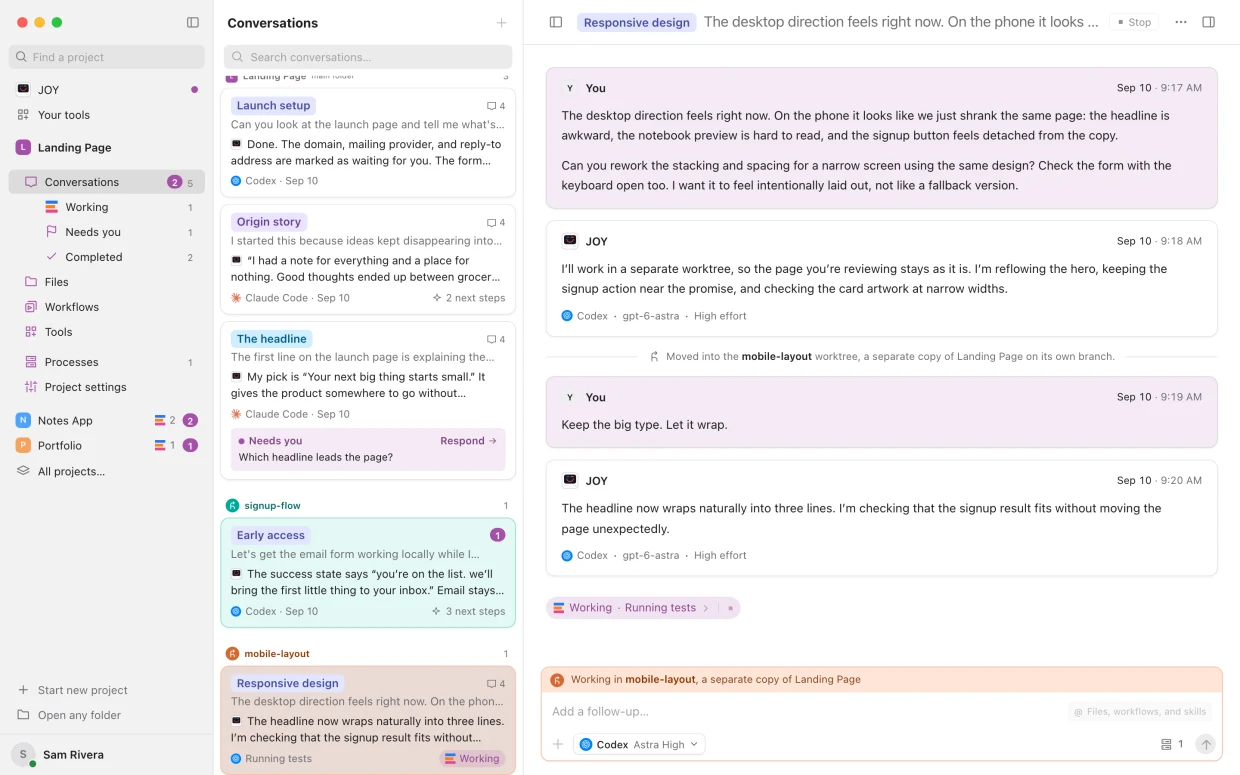 Worktrees: Try an idea in a separate copy of the project, without touching the original.