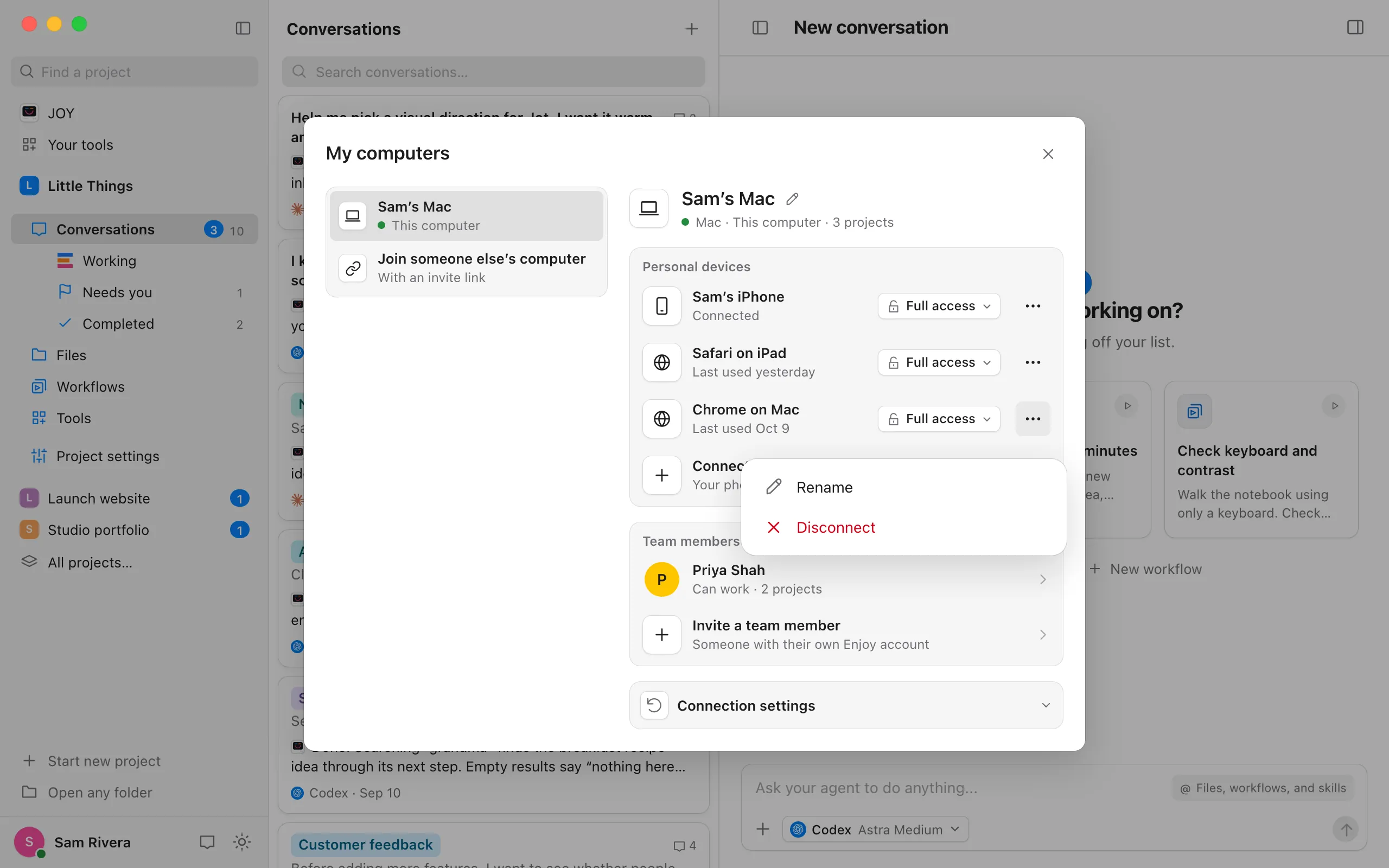 Manage your devices — Enjoy Help